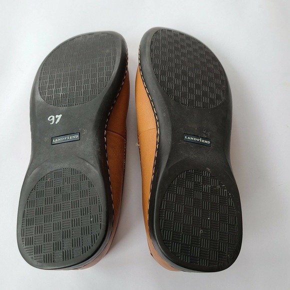 Land's End Leather Tan Slip On Flat Shoes Size 8.5 - Picture 8 of 10